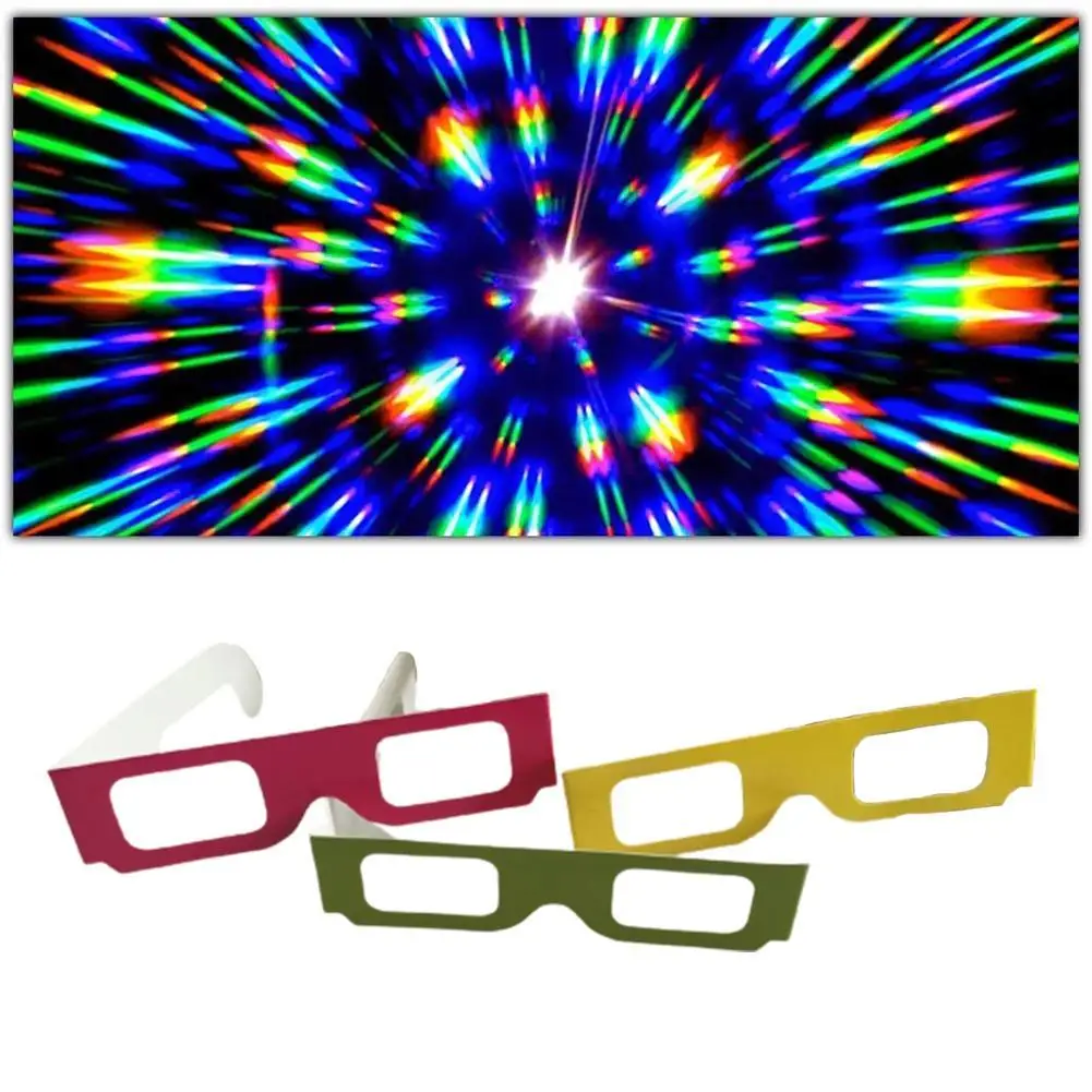 10Pcs Paper Frame 3D Fireworks Glasses Rainbow Glasses Glasses Light Lamp Bubbles Diffraction Glasses Used Music Festival  Acces