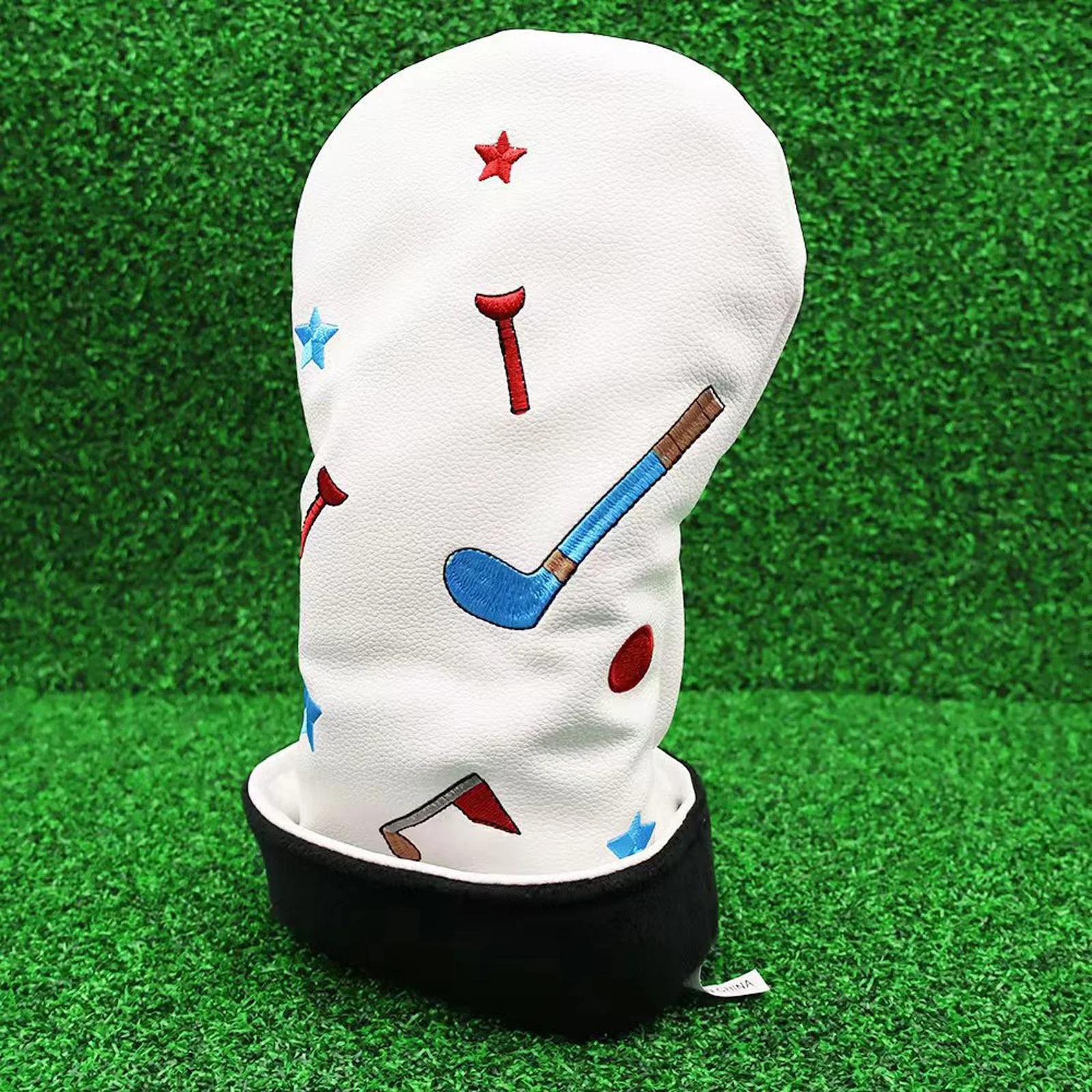 Creative Colorful Embroidery Golf Club Head Cover Club Protectors Elastic Back PU Leather Headcover - view 6