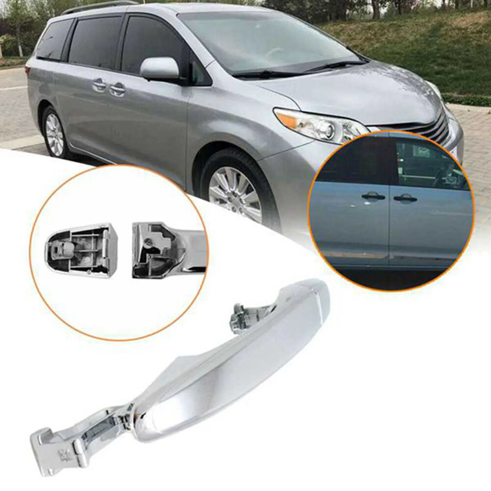 

Efficientt-2Pcs Rear Door Handle Exterior Door Handle For-Toyota Sienna 2004-2010 69213-08020 69227-08040