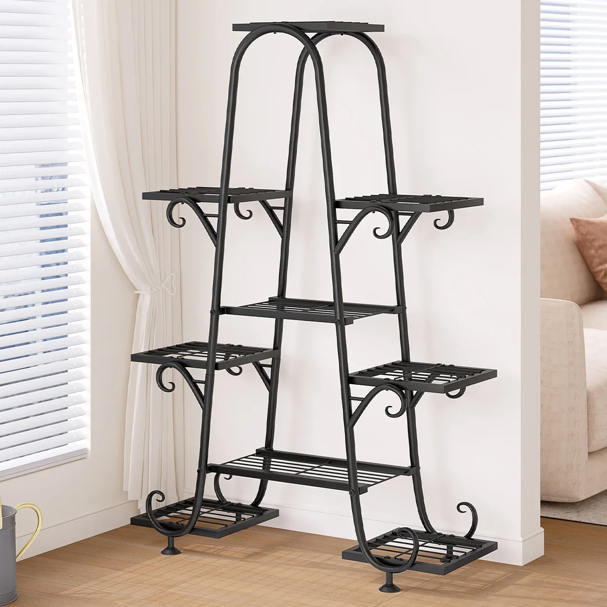 6-Tier Modern Indoor Metal Flower Shelf Europe-Style Plant Stand Corner Display Rack for Living Room Multiple Plants