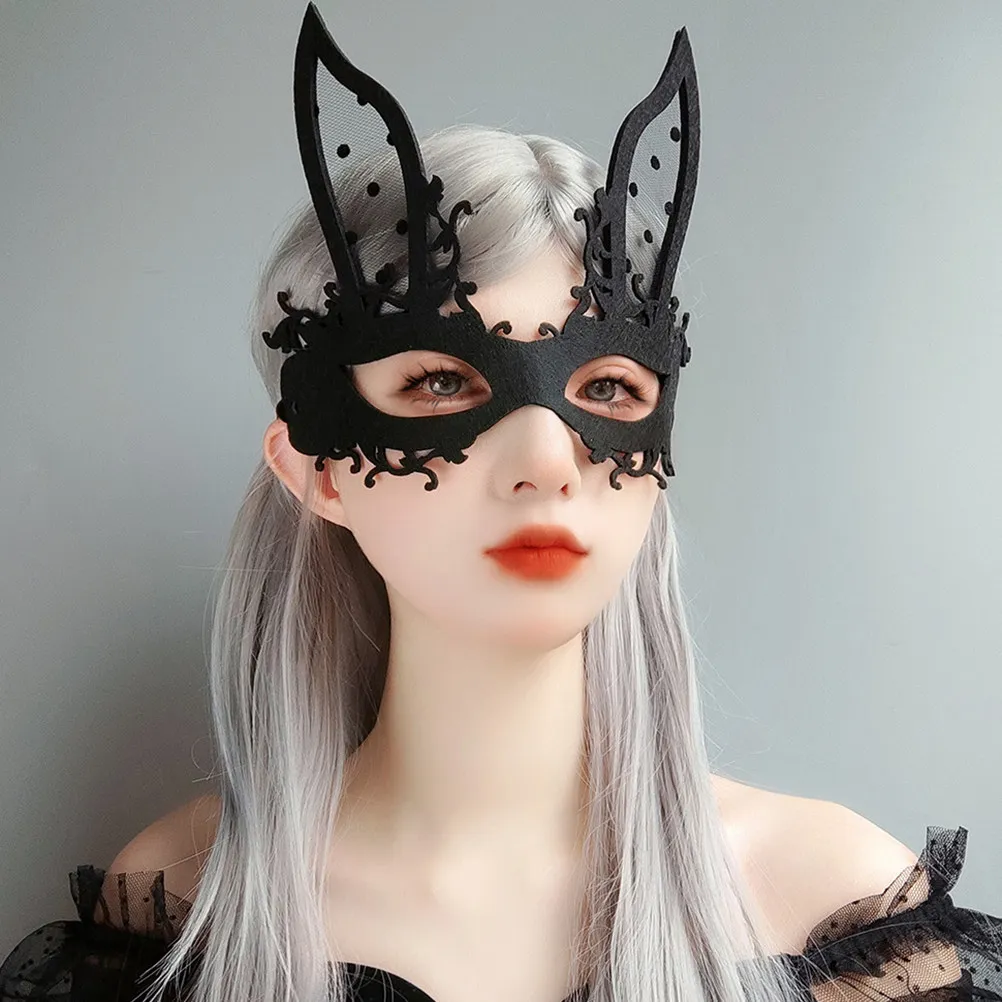Bunny Masquerade Mask Ladies Face Rabbit Masks Halloween Ball Party Cosplay Women Easter for Black