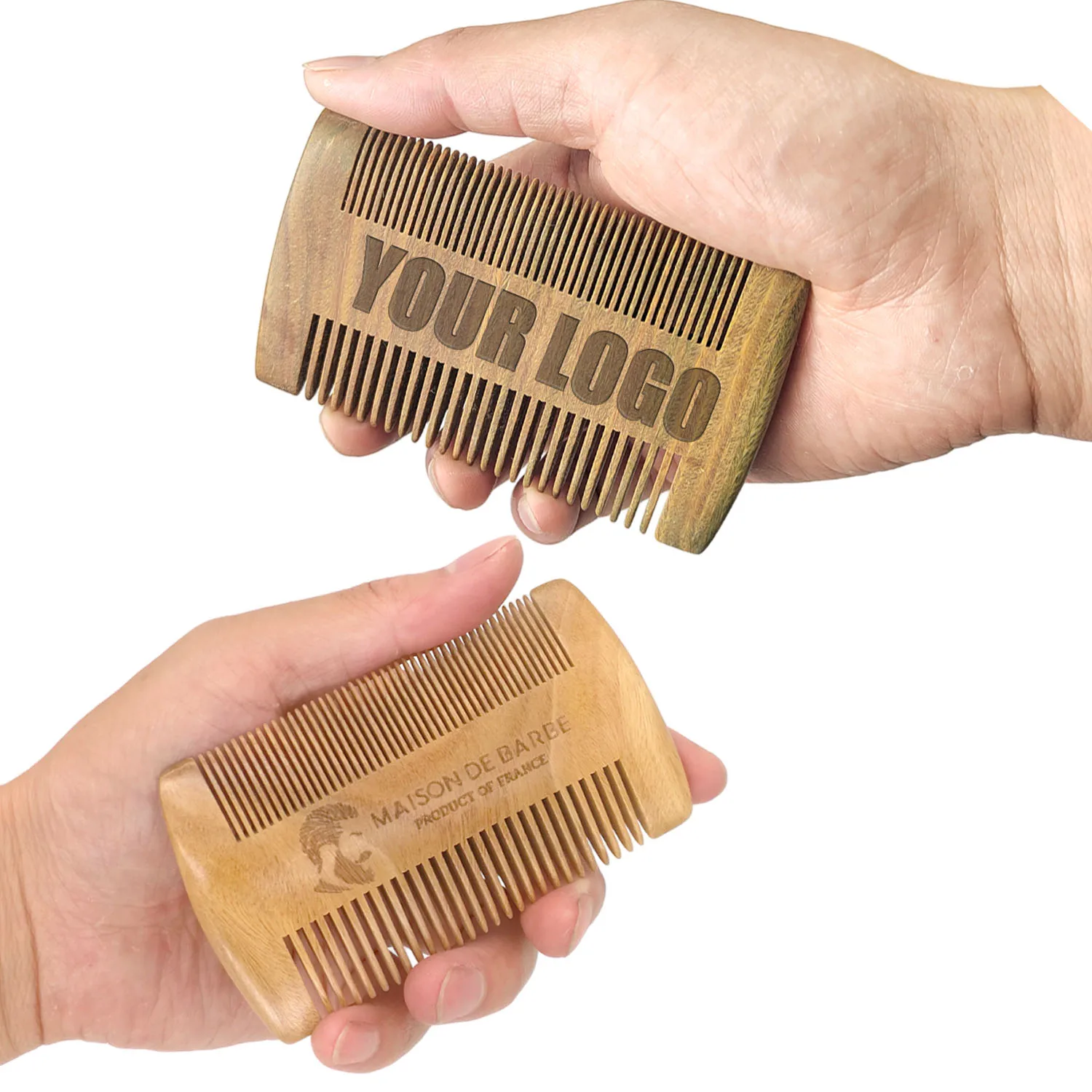 

1 Piece Customized LOGO Dual Sides Sandalwood Beard Comb for Men - Personalized Your Name Text Date LOGO Great Birthday Gift