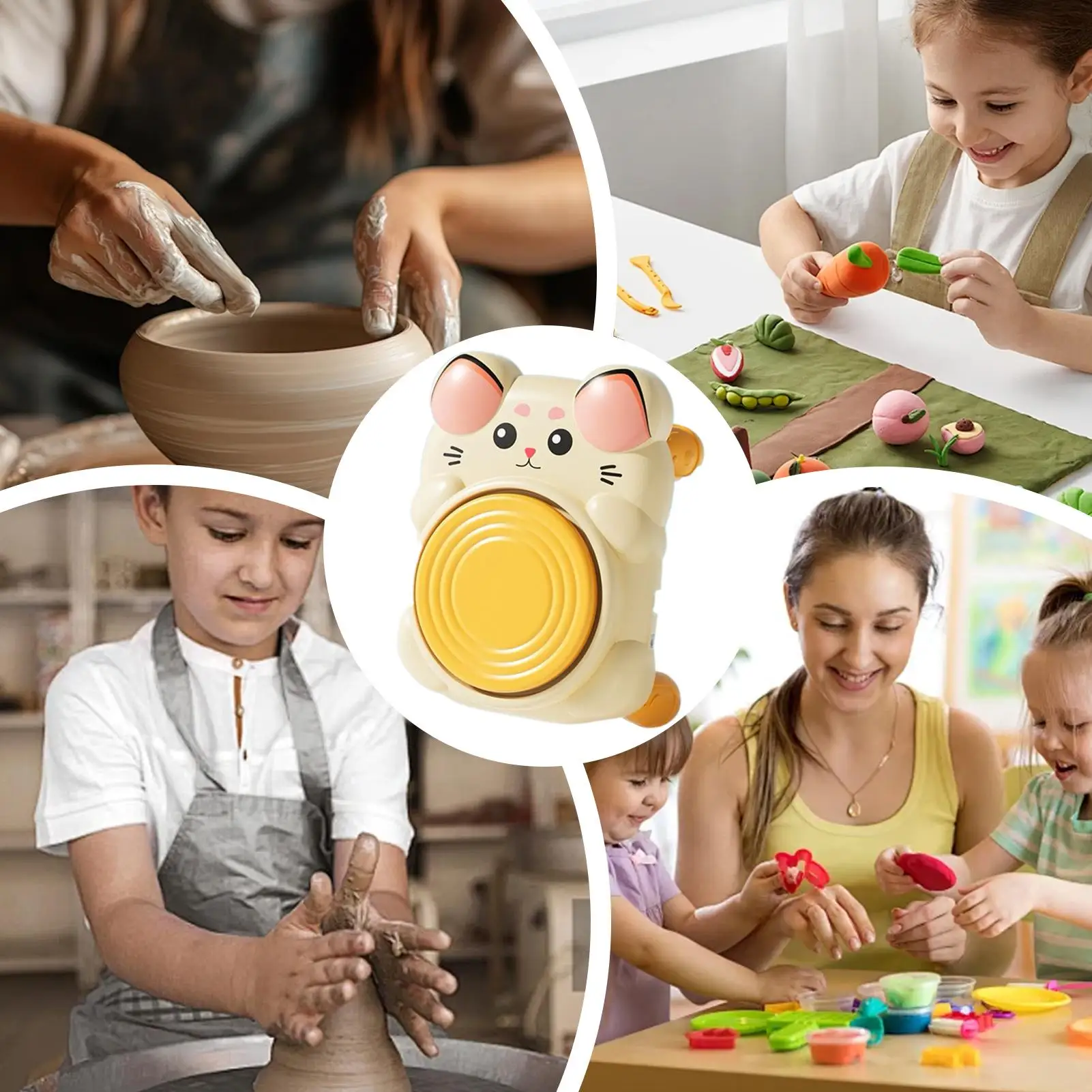 Töpferrad für Kinder zu Hause, Töpfer-Set, pädagogische Ton-Bildhauerwerkzeuge für Anfänger, Studenten, Mädchen, Jungen, Klassenzimmer, Schule