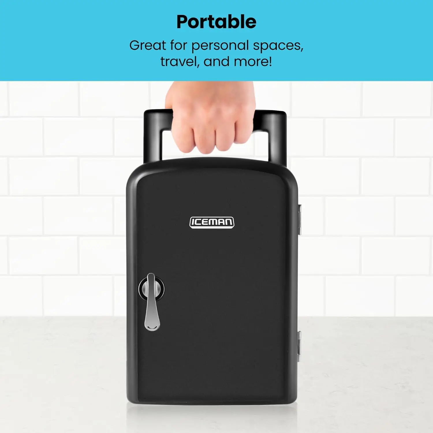 Compact Mini Personal Fridge, 4 Liter Capacity, Cools & Heats, Holds 6 x 12oz Cans, Freon-Free & Eco-Friendly, Includes AC Adapter & 12V Car Charger, Black Dry Erase Surface - view 4