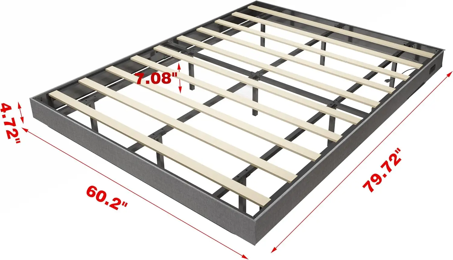 

Floating Bed Frame Queen Size With Charging Station & Led Lights, Modern Upholstered Metal Platform Queen Bed Frame, No Box