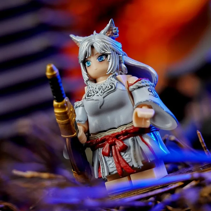 

Cute Han Li Nascent Soul Silver Moon Wolf Fox Song Yu Minifigures Q Version Building Blocks Compatible Anime Desktop Ornament