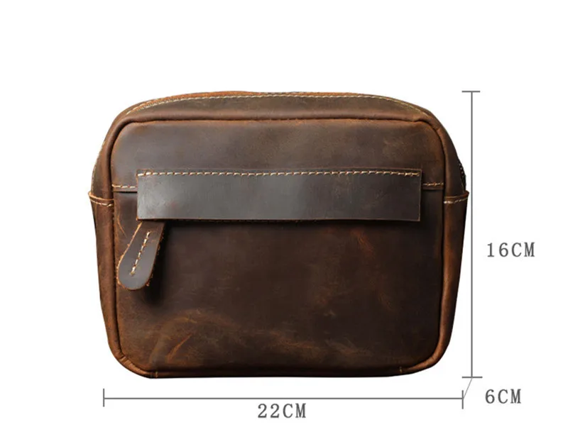 Vintage Veranstalter Echt leder Herren kleine Umhängetasche Outdoor lässig hochwertige Luxus verrückte Pferd Leder Umhängetasche – Detail 1