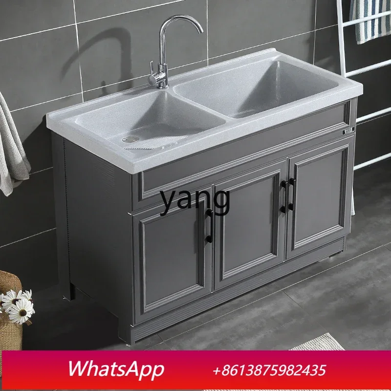 

LH Laundry Cabinet Integrated Double Basin Artificial Quartz Stone Laundry Pool with Rubbing Board