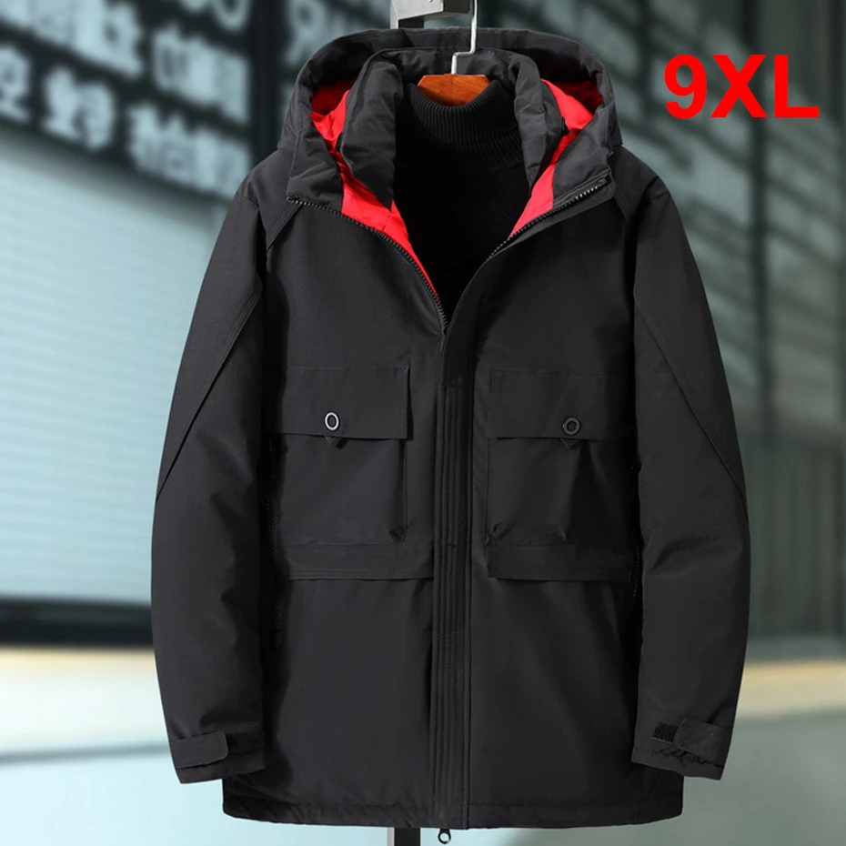 

Cargo Parkas Men Winter Thick Warm Jacket Coats Plus Size 8XL 9XL Fashion Casual Solid Color Jacket Male Outerwear Big Size 9XL