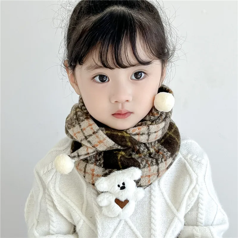 Autumn Winter Warm Triangle Baby Scarf Shawls Outdoor Cotton Neckerchief for Kids Mouth Towel Cute Boys Girls Children Scarf