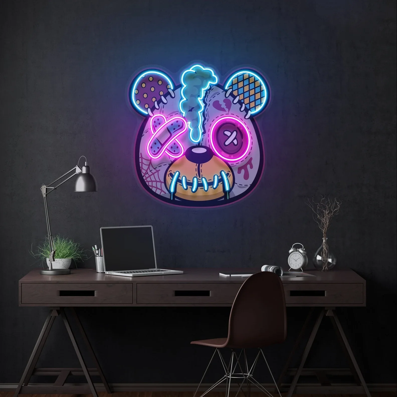 Damaged Teddy Neon Sign, Cute Bear Neon Sign, Graffiti Neon Sign, Children's Room Decoration Light, Custom Neon Sign