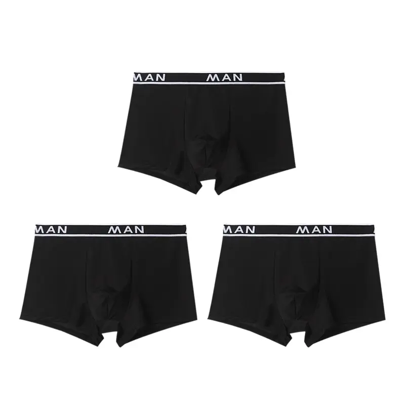 3 Pcs Men\'s Underwear Flat Angle Pants Ice Silk Breathable Smooth And Seamless Underwear Youth Four Corner Shorts Trend