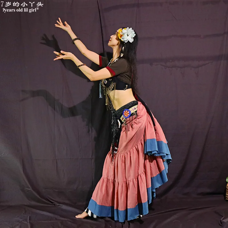 Tribal Belly Dance Skirts ATS Performance Cotton Flamenco Clothing  Long Full Circel Gypsy CWW05