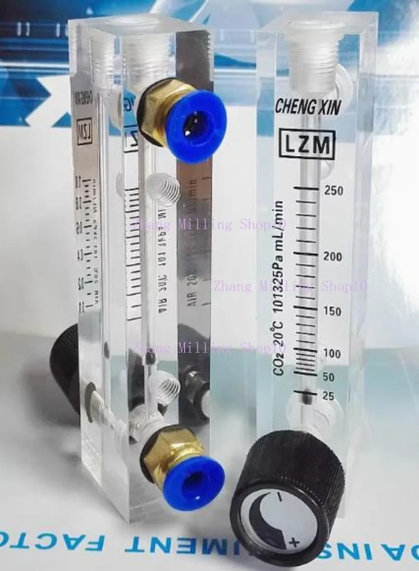 LZM-6T Air Flowmeter Rotameter Adjustbale Valve Pneumatic Push In Connect 0.1-1/ 0.2-2/ 0.3-3/ 0.5-5/ 1-10 L/min LPM