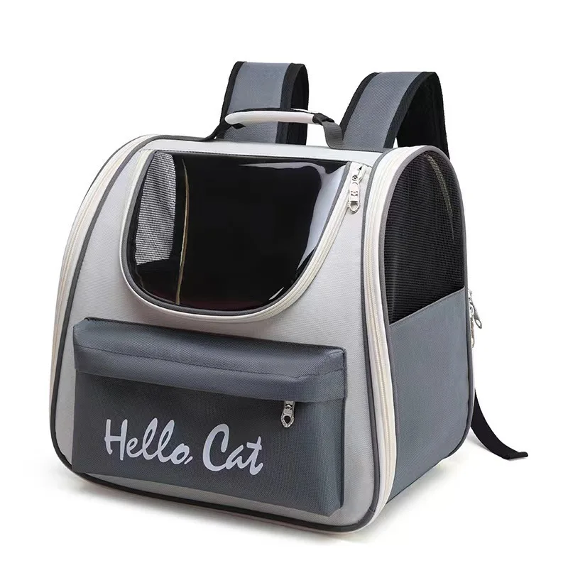 حقيبة ظهر لحمل الحيوانات الأليفة مع حروف "Hello Cat" ونافذة شفافة وجيب قابل للتنفس، حقيبة ظهر مريحة للسفر للقطط والكلاب