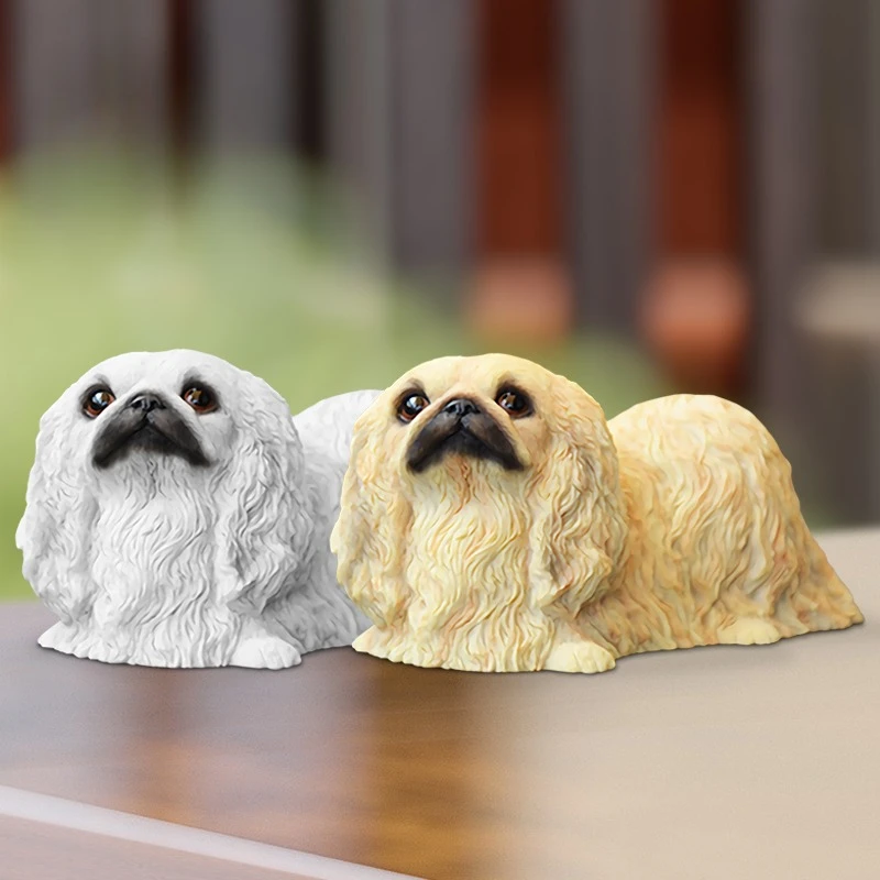 

1/6 Scale Lying Posture Beijing Pekingese Cute Resin Animal Small Dog Model for 12inch Toy Figures Desktop Accessories Doll