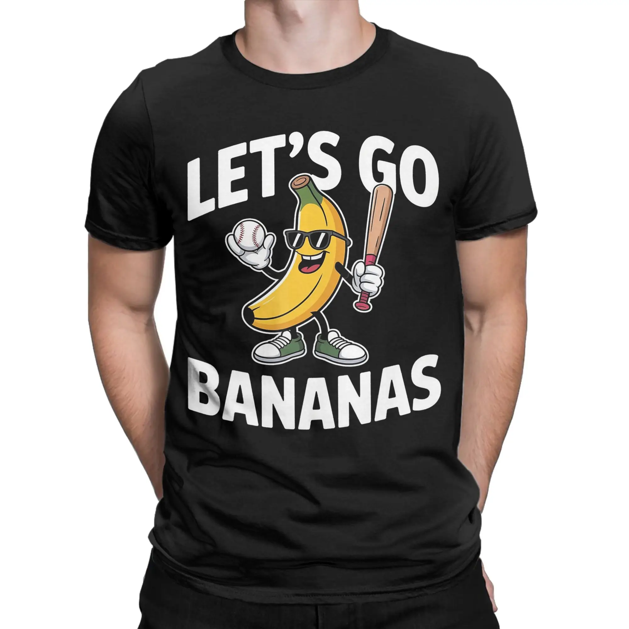 Funny Banana Baseball Let‘s Go Bananas T-Shirt Men's  Streetwear 100% Cotton T-Shirts Summer O Neck Novelty Tee Shirt Casual