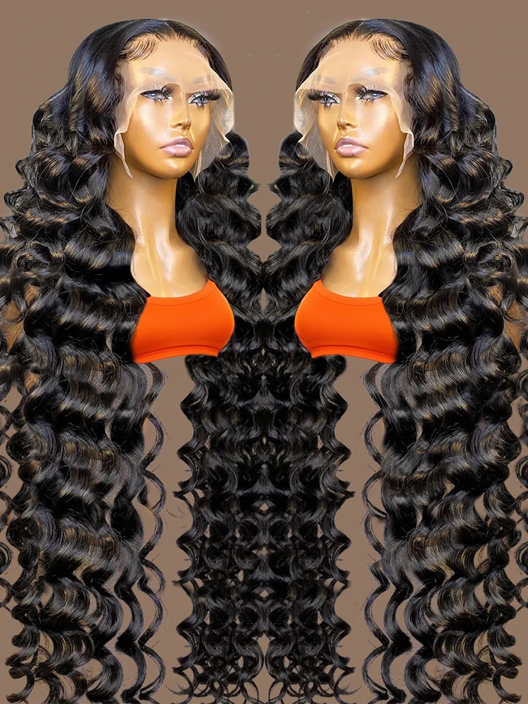 250 Density Loose Deep Wave Lace Frontal Wig 13x6 Hd Glueless Natural Wave Curly Lace Front Human Hair Wigs For Women 30 40 Inch