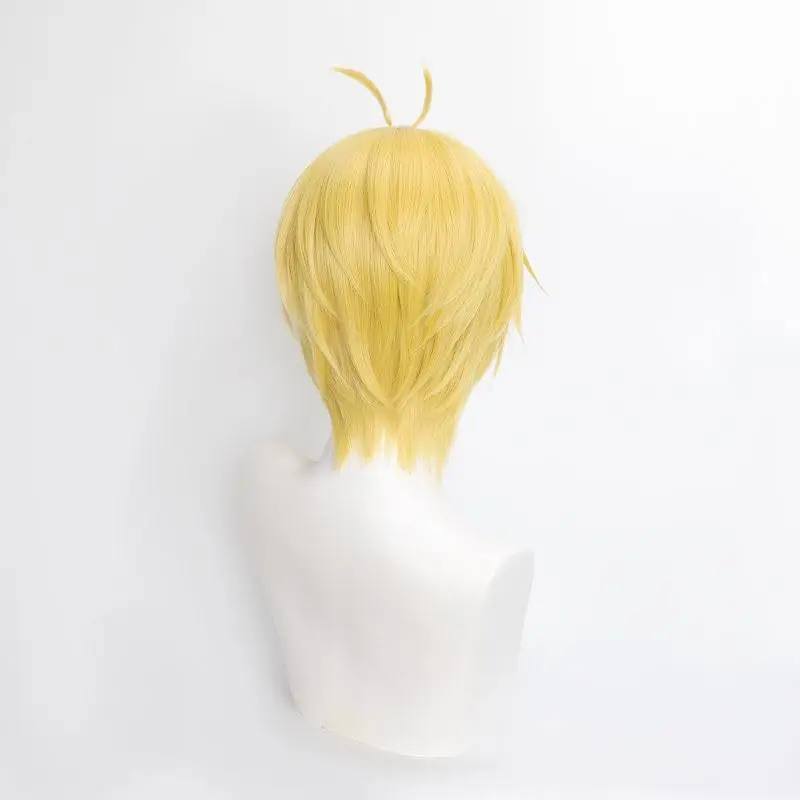 Sakamoto Daily Asakura Nobu Cosplay Wig Set With Simulated Scalp Light Gold Dull Bangs Style Anime Wig