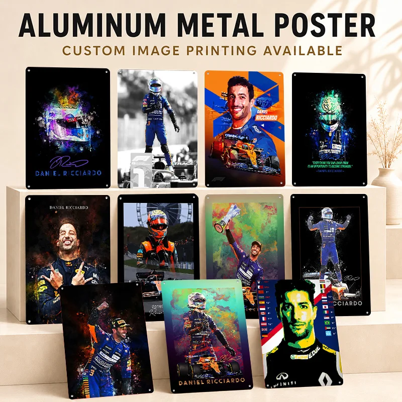 Daniel Ricciardo Aluminum Posters Customized Metal Tin Sign High Speed Motorsport Tribute Wall Art For Racing Fans And Offices