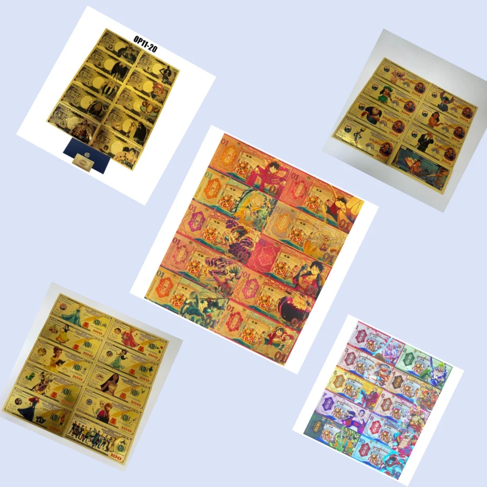 Karty Banknotowe Premium All Style Anime Gold One Piece Series Edycja Limitowana Kolekcja Hobbystyczna Prezent dla Fanów i Przyjaciół