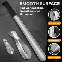 3PCS Shoe Horns 42CM Extra Long Stainless Steel strong Shoe Horn Metal long shoe lifter Shoe Spoon with 2PCS Travel shoehorn