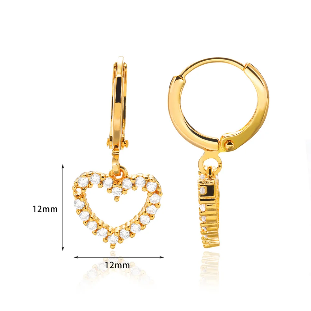 Trendy Crystal Heart Shape Hoop Earrings For Women Stainless Steel Star Rose Flower Earrings Wedding Jewelry Couple Gifts