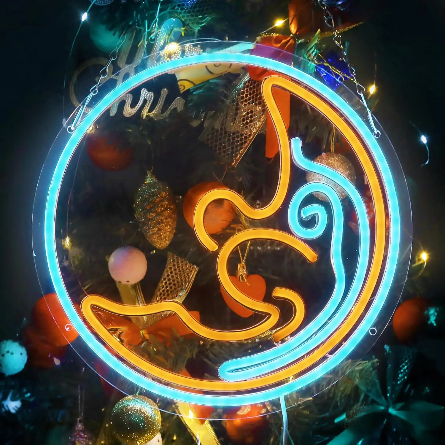 Moon Swan Neon Sign LED Wall Art USB Powered Round Glow Lamp Dreamy Bird Theme Decor Bedroom Living Room Cafe Bar Party  Light