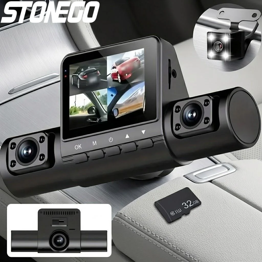 

4 Lens Dash Cam 1080P Full HD Car DVR Wide Angle Loop Recording IPS Screen Button Control Parking Monitor for Laptop Computer