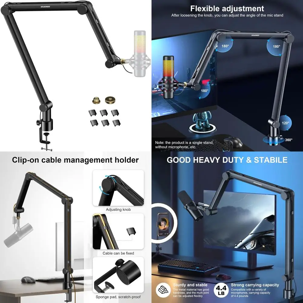 

Adjustable Microphone Boom Arm Stand for AK-49, Blue, HyperX, and More