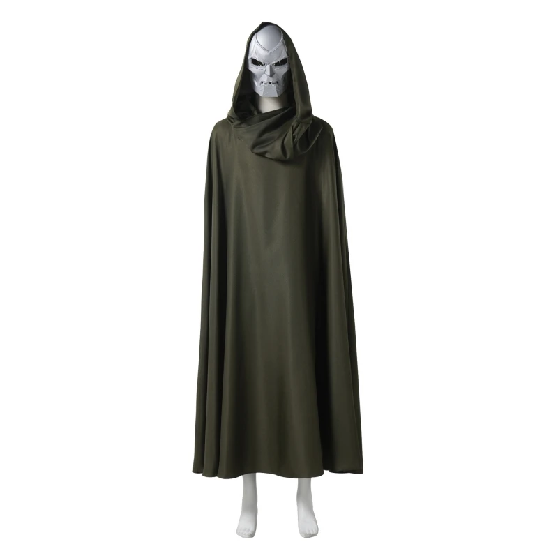 Halloween 2024 Doctor Doom Cosplay Costume Unisex Robe And Mask Victor Von Doom Hooded Cloak Carnival Party Superhero Cape