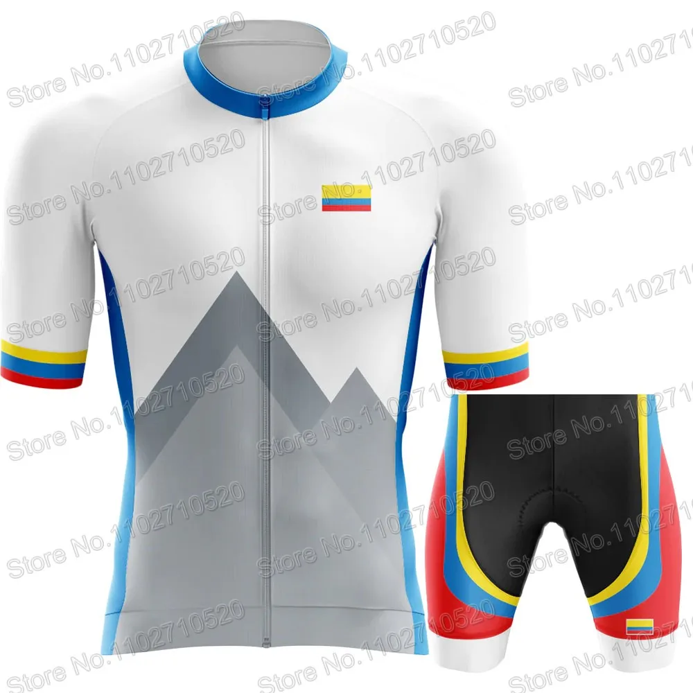 Team 2024 Colombia National Cycling Jersey Set Mens Short Sleeve Whtie Clothing Road Bike Shirts Suit Bicycle Bib Shorts MTBRopa