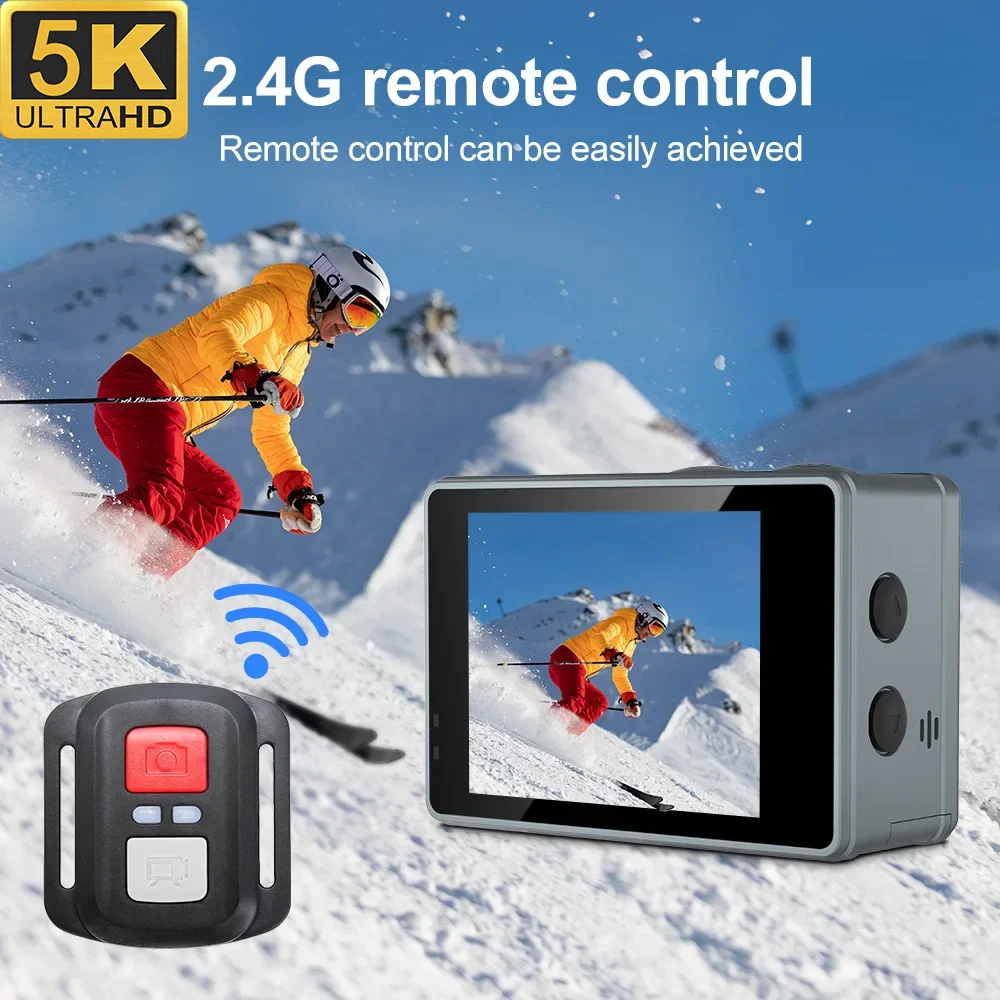 

5K 30FPS Remote Control Action Camera Wifi Dual Color IPS LCD Screen Camcorder 170° Wide 30M Waterproof Sports Video Recorder