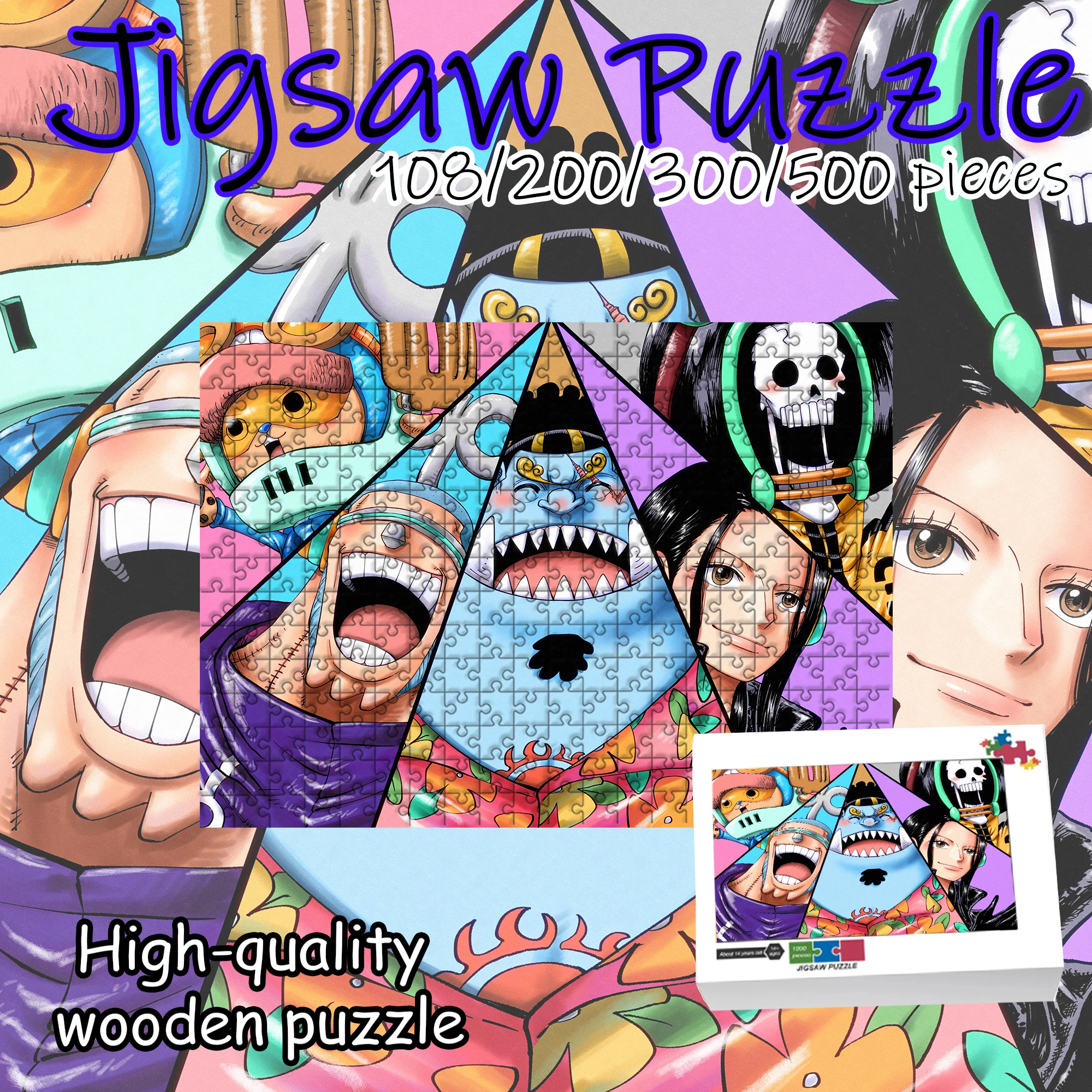 

One Piece Luffy Zoro Nami Chopper Jigsaw Puzzle 108/200/300/500/1000 Pieces Wooden Puzzle High Quality Gift Fun Birthday gift