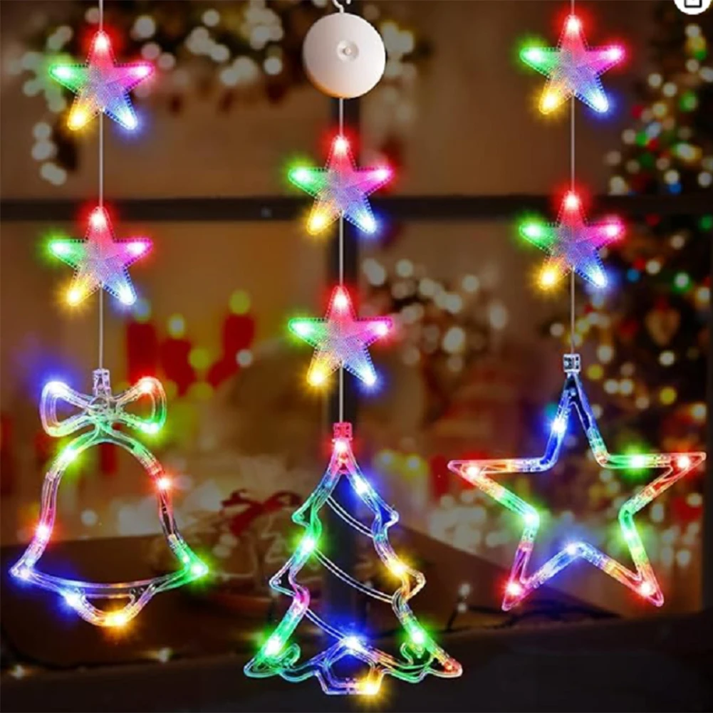 1/3pcs Christmas Lights LED String Lights Fairy New Year Window Light with Suction Cup For Home Window Bedroom Christmas Decor