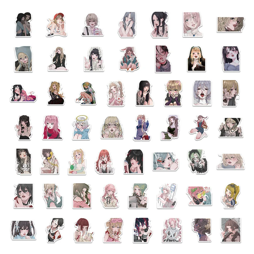 10/30/54 pezzi bella ragazza illustrazione cartone animato graffiti adesivi decorativi chitarra fai da te telefono portatile tazza d'acqua skateboard