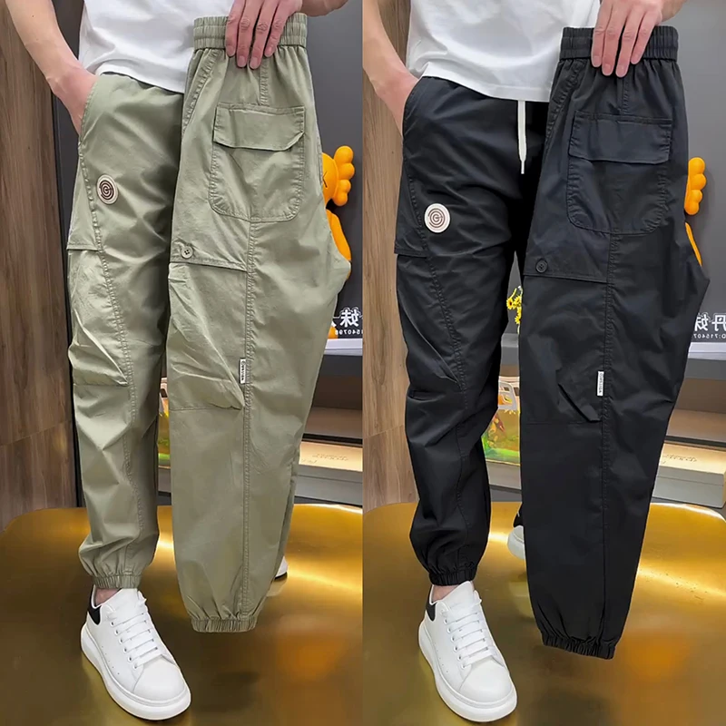

Новые летние свободные мужские повседневные брюки с большой талией, хлопковые брюки Харлан с эластичной резинкой на талии, молодежная модная повседневная одежда