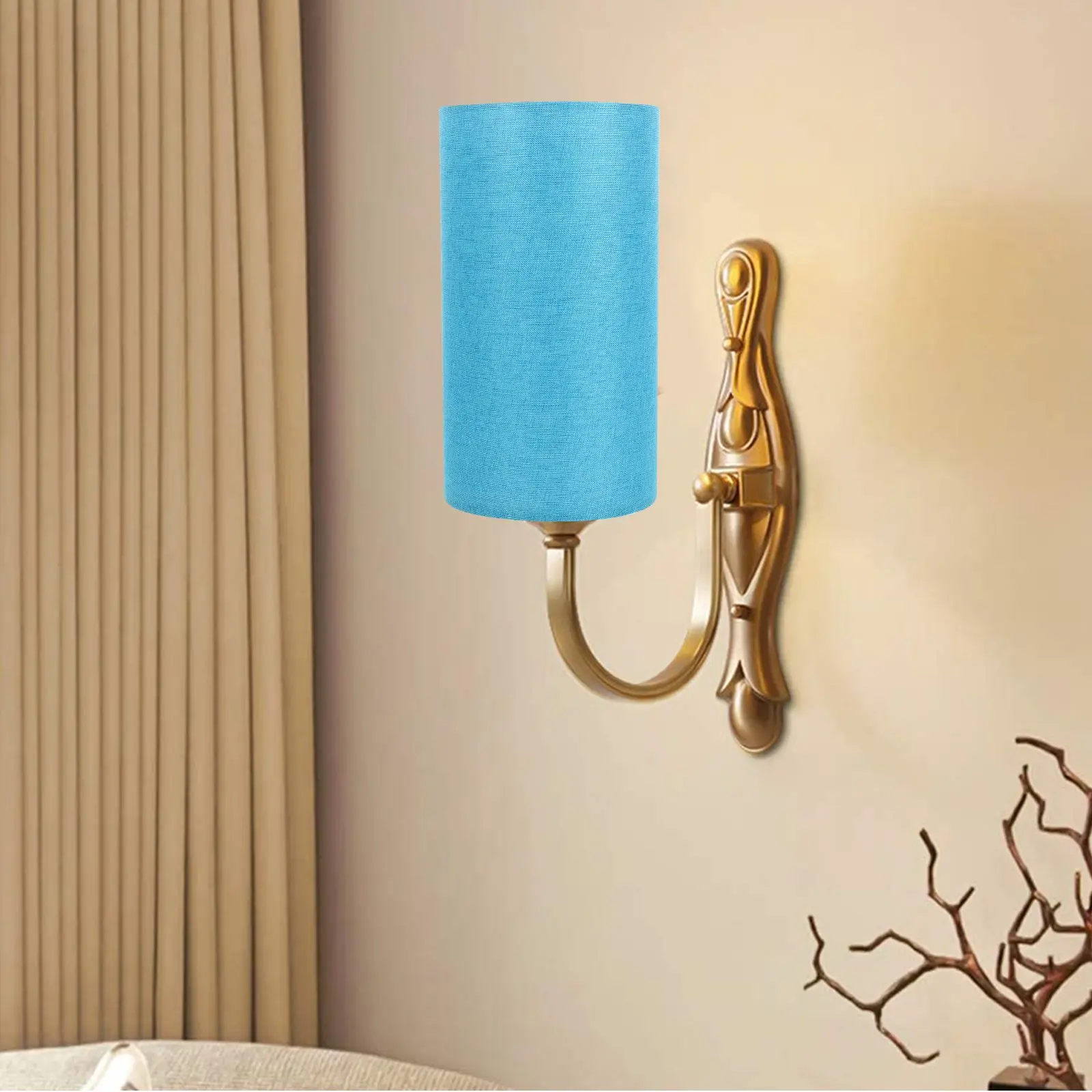 Linen Lampshade Pleated Large Blue Table Pattern Lampshades for Replacement Bedside