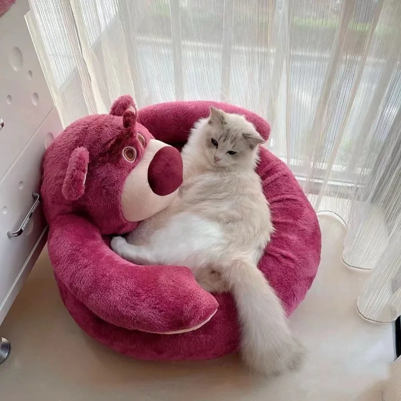 

Anime DisneyCartoon Cute Lotso Nest Pixar Alien Sullivan Series Creative Pet Nest Dog Cat Nest Winter Warm Closed Bed Small Sofa