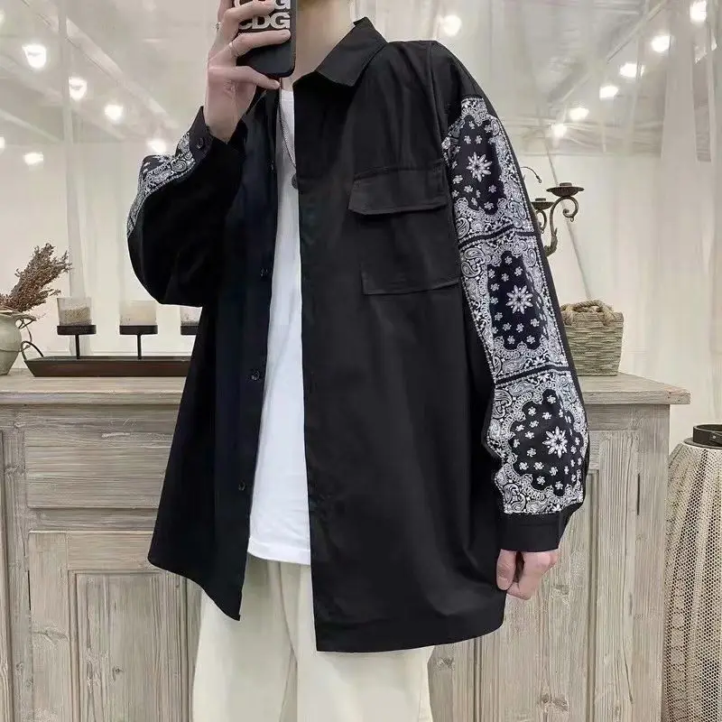 

2023 New Spring and Autumn Trend Handsome Cashew Flower Print Long Sleeve Loose Relaxed High End Hong Kong Style Thin Coat