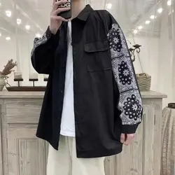 2023 New Spring and Autumn Trend Handsome Cashew Flower Print Long Sleeve Loose Relaxed High End Hong Kong Style Thin Coat