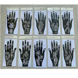 Pegatinas de henna de transferencia de encaje negro, tatuaje temporal de arte, plantilla de arte corporal, plantillas de tatuaje, mano, brazo, bricolaje, nuevo
