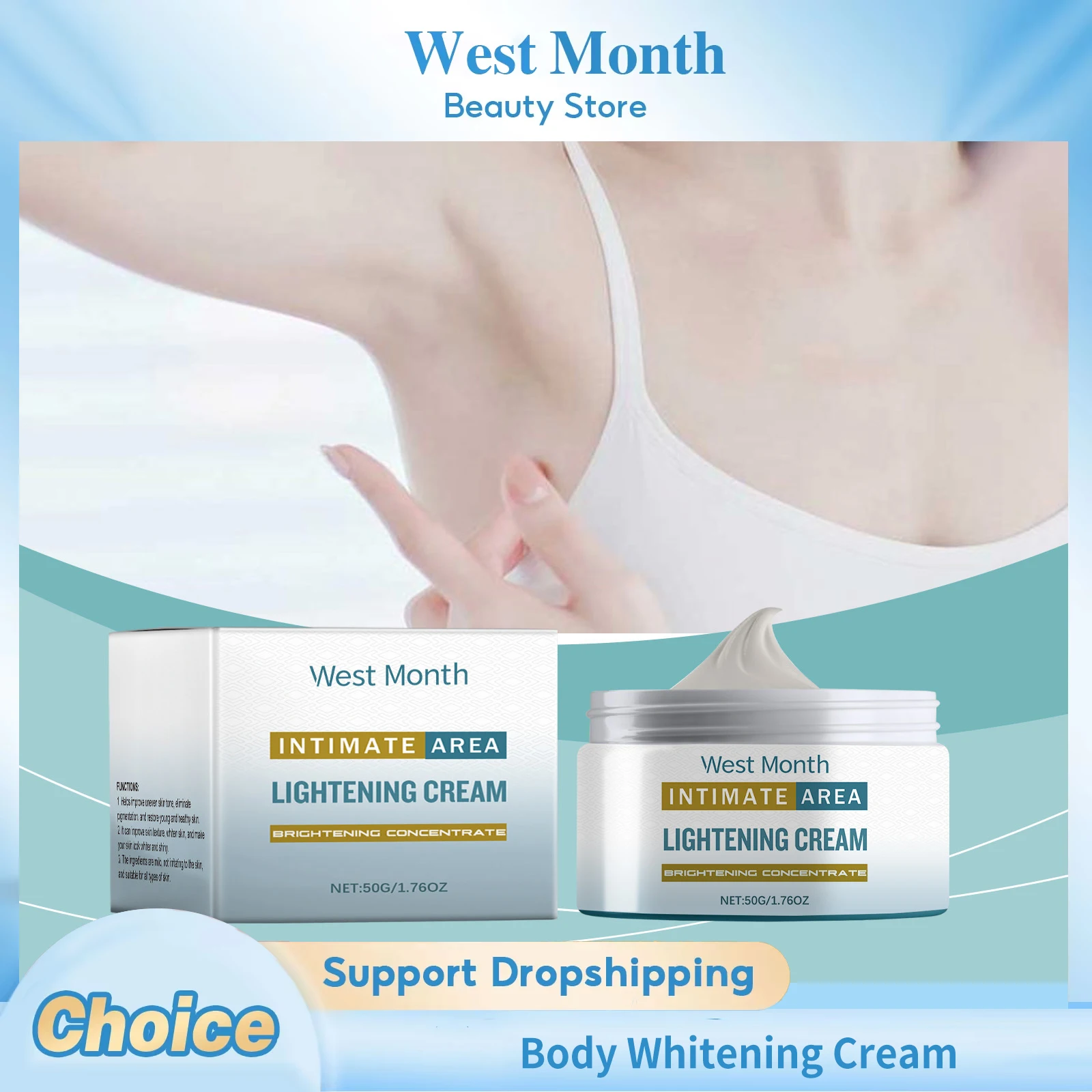 

Body Whitening Cream Melanin Inhibiting Brighten Skin Tone Long Lasting Moisturizing Antioxidant Protection Smoothing Body Cream