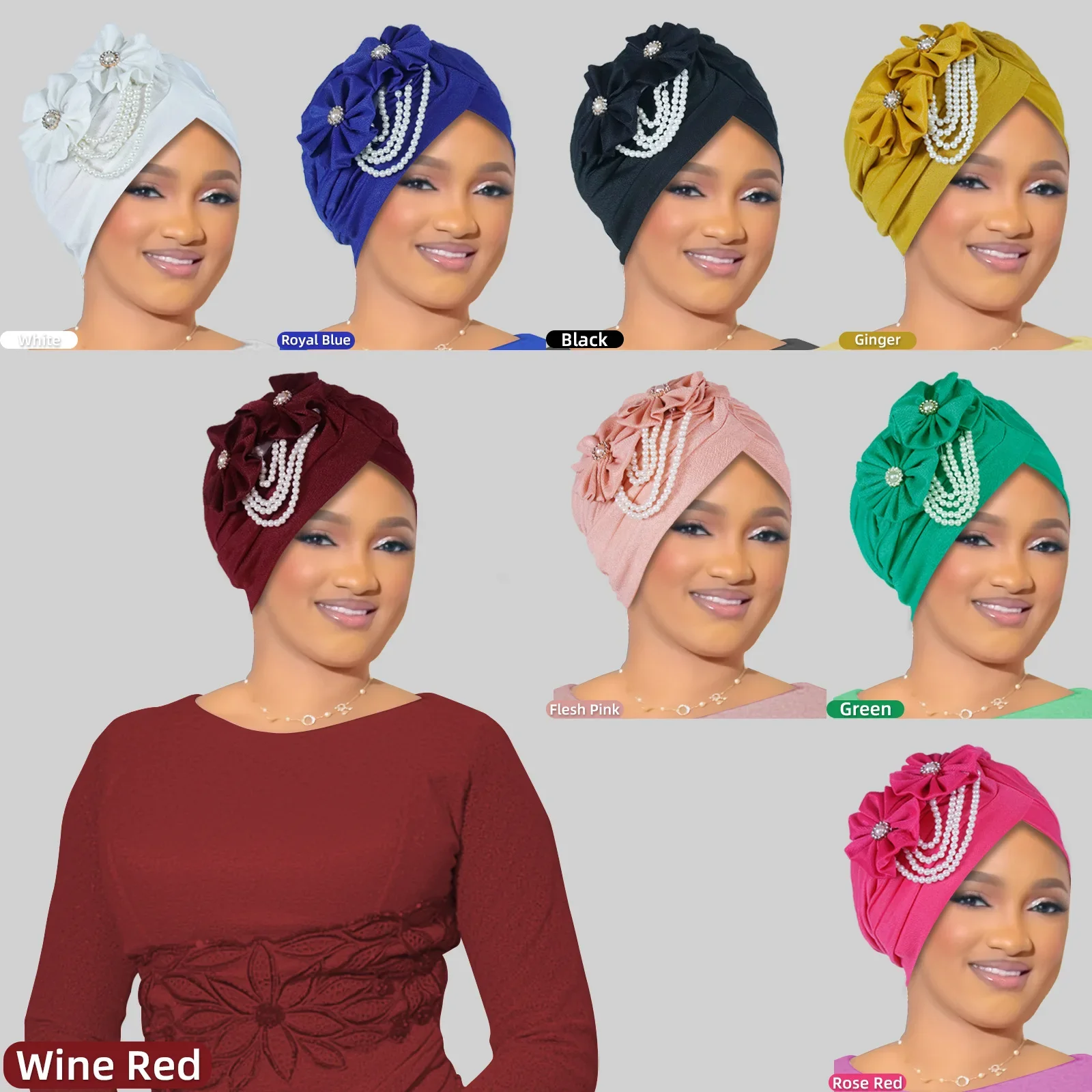 Nouvelle fleur perle perles Turban femmes musulman foulard Hijab Bonnet chimio casquette perte de cheveux tête enveloppement Femme chapeaux Turbante Mujer