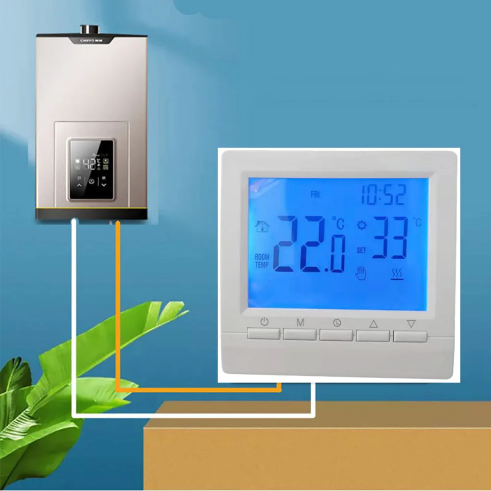 3A Gas Boiler Thermostat with Weekly programming LCD Screen Temperature Controller for home