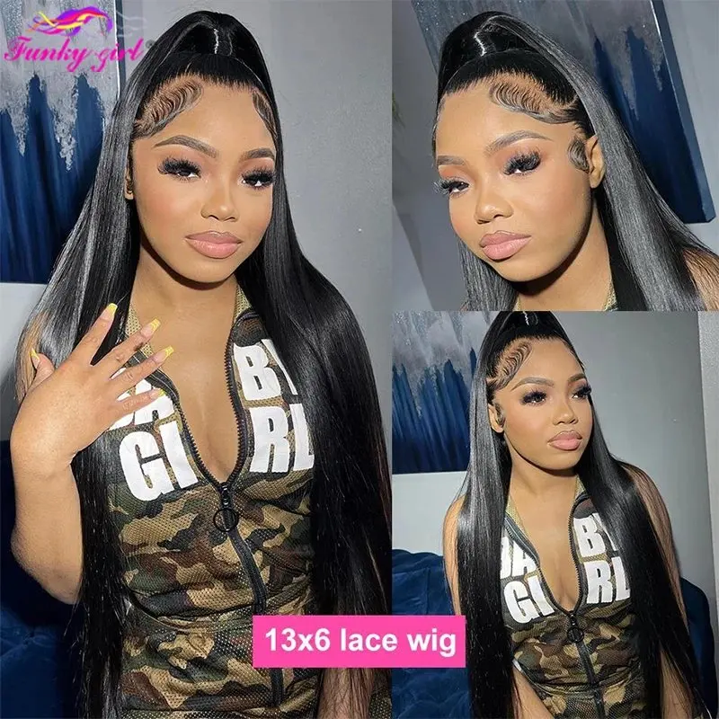 Natural Black 20 38 Inch 13X6 HD Lace Front Wig Human Hair 13x4 Straight 180%  Pre-Plugging Closure for Women Human Hair Wig