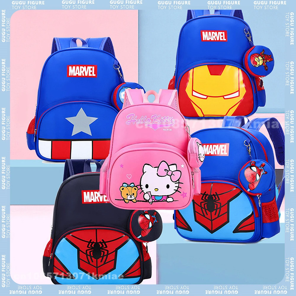 Hello Kitty Marvel Backpack Spider Man School Bag Shoulder Messenger Travel Schoolbag for Children Super Heroes Pupil School Bag