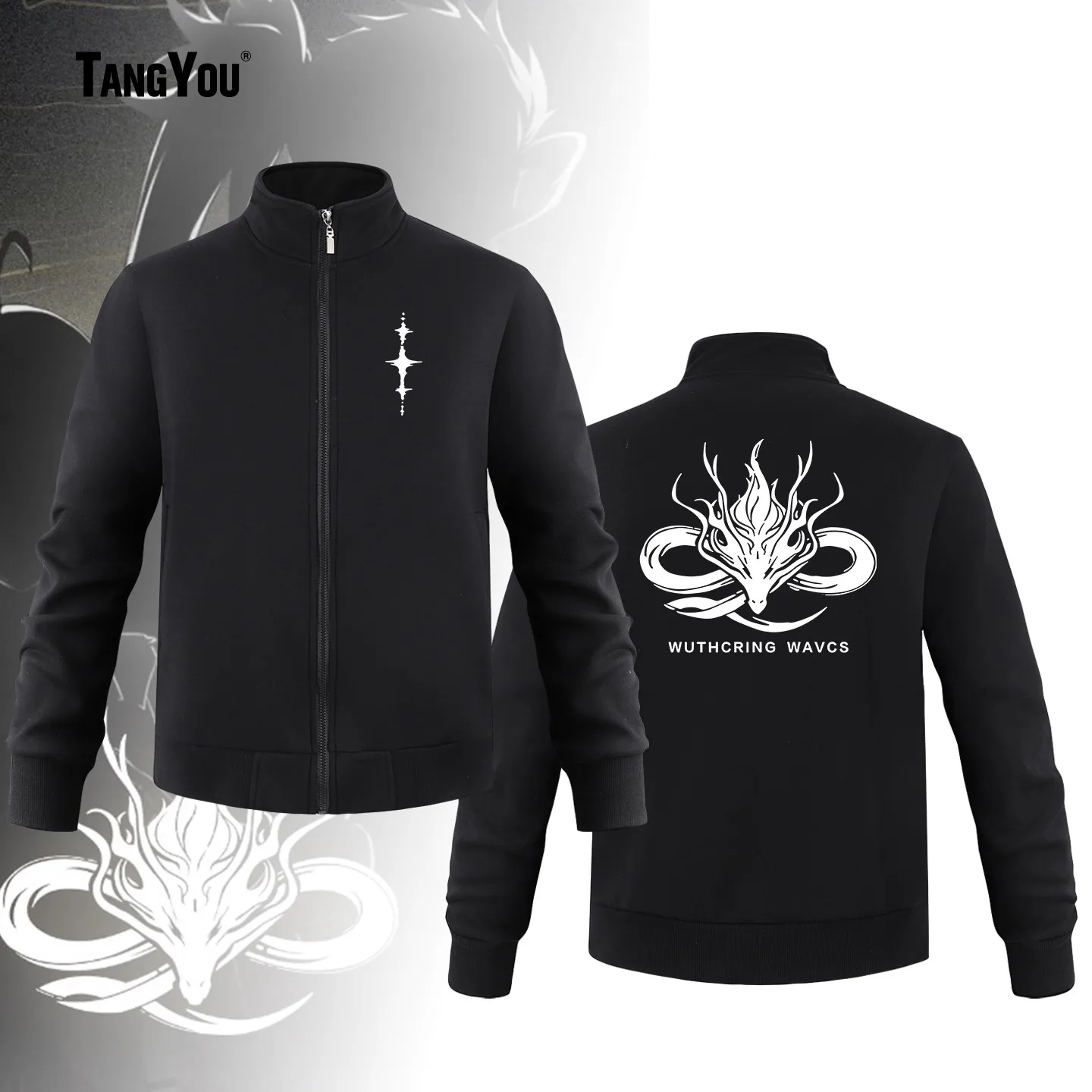 

Повседневная толстовка с принтом Minhao, весенне-осенняя, с воротником-стойкой, длинными рукавами, удобная хлопковая верхняя одежда