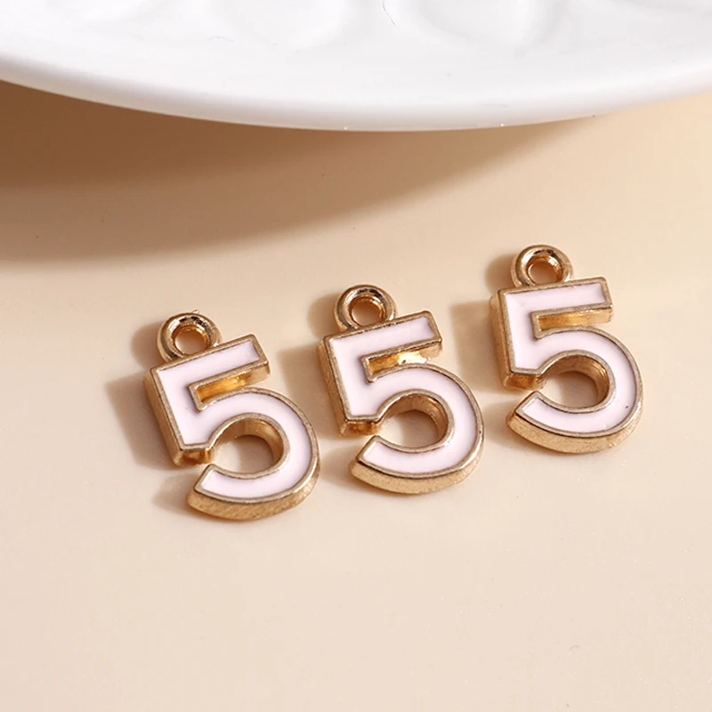 10pcs/lot 9*14mm Enamel Mini Number 5 Charms DIY for Necklaces Pendants Earrings Handmade Craft Jewelry Making Accessories