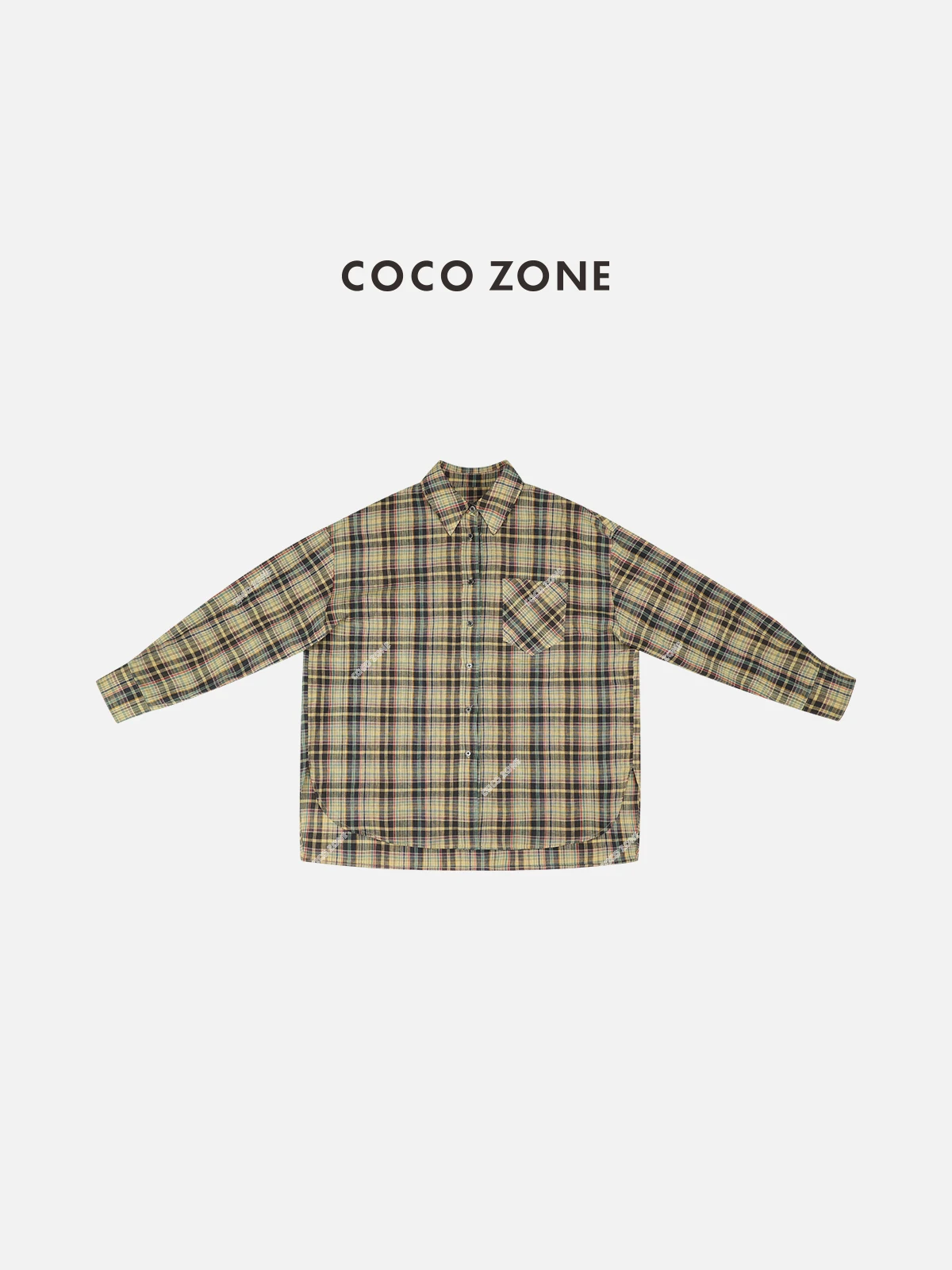 

Zone Retro Loose Plaid irt Single Button Collar Women's Versatile Long Sve Linen Blend Busin Casual Spring irt